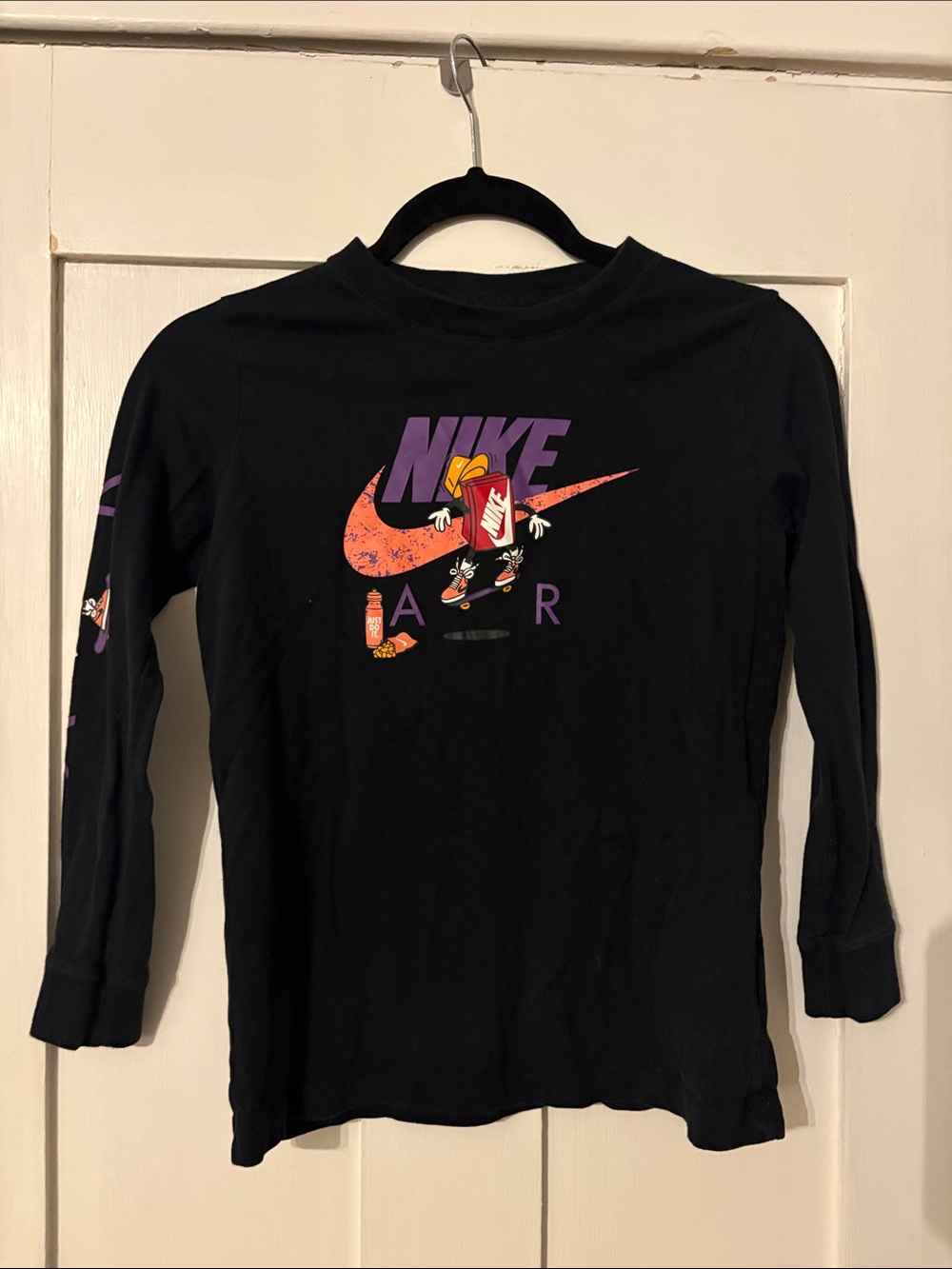 Nike Black Long-Sleeve Tee with Purple & Orange Skate Graphic